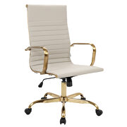 Tan faux leather seat and back swivel lift office chair by Leisure Mod additional picture 2