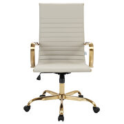 Tan faux leather seat and back swivel lift office chair by Leisure Mod additional picture 3