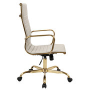 Tan faux leather seat and back swivel lift office chair by Leisure Mod additional picture 4
