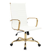White faux leather seat and back swivel lift office chair by Leisure Mod additional picture 2
