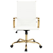 White faux leather seat and back swivel lift office chair by Leisure Mod additional picture 3