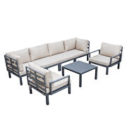 7-piece aluminum patio conversation set with coffee table and beige cushions by Leisure Mod additional picture 2
