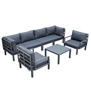 7-piece aluminum patio conversation set with coffee table and black cushions by Leisure Mod additional picture 2