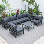 7-piece aluminum patio conversation set with coffee table and black cushions by Leisure Mod additional picture 3