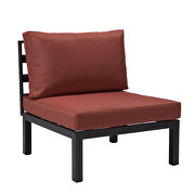 7-piece aluminum patio conversation set with coffee table and red cushions by Leisure Mod additional picture 6