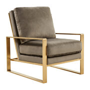 Beautiful gold legs and luxe soft cushions chair in dark gray by Leisure Mod additional picture 2