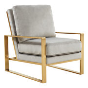 Beautiful gold legs and luxe soft cushions chair in light gray by Leisure Mod additional picture 2