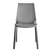 Gray finish plastic outdoor dining chair/ set of 2 by Leisure Mod additional picture 2