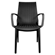 Black finish plastic outdoor arm dining chair/ set of 2 by Leisure Mod additional picture 2