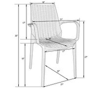 Brown finish plastic outdoor arm dining chair/ set of 2 by Leisure Mod additional picture 9
