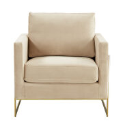 Beige elegant velvet chair w/ gold metal legs by Leisure Mod additional picture 3