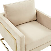Beige elegant velvet chair w/ gold metal legs by Leisure Mod additional picture 4