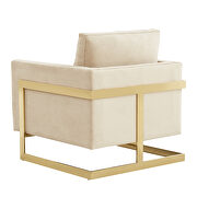 Beige elegant velvet chair w/ gold metal legs by Leisure Mod additional picture 6