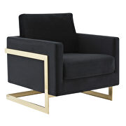 Midnight black velvet accent armchair with gold frame by Leisure Mod additional picture 2
