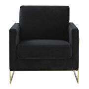 Midnight black velvet accent armchair with gold frame by Leisure Mod additional picture 3