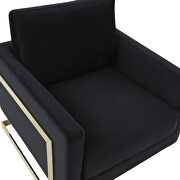 Midnight black velvet accent armchair with gold frame by Leisure Mod additional picture 4