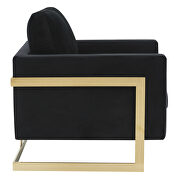 Midnight black velvet accent armchair with gold frame by Leisure Mod additional picture 5