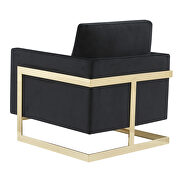 Midnight black velvet accent armchair with gold frame by Leisure Mod additional picture 6