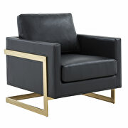 Black leather accent armchair with gold frame by Leisure Mod additional picture 2