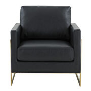 Black leather accent armchair with gold frame by Leisure Mod additional picture 3
