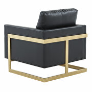 Black leather accent armchair with gold frame by Leisure Mod additional picture 6