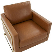 Cognac tan leather accent armchair with gold frame by Leisure Mod additional picture 4