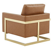 Cognac tan leather accent armchair with gold frame by Leisure Mod additional picture 6