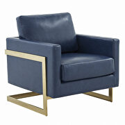 Navy blue leather accent armchair with gold frame by Leisure Mod additional picture 2