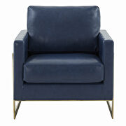 Navy blue leather accent armchair with gold frame by Leisure Mod additional picture 3