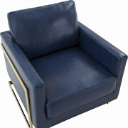 Navy blue leather accent armchair with gold frame by Leisure Mod additional picture 4