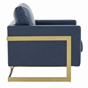 Navy blue leather accent armchair with gold frame by Leisure Mod additional picture 5