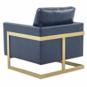 Navy blue leather accent armchair with gold frame by Leisure Mod additional picture 6