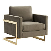 Dark gray elegant velvet chair w/ gold metal legs by Leisure Mod additional picture 2