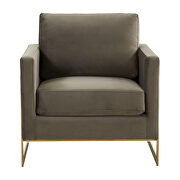 Dark gray elegant velvet chair w/ gold metal legs by Leisure Mod additional picture 3