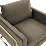 Dark gray elegant velvet chair w/ gold metal legs by Leisure Mod additional picture 4