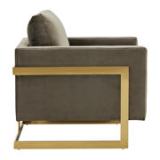 Dark gray elegant velvet chair w/ gold metal legs by Leisure Mod additional picture 5