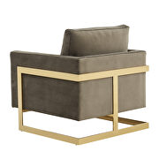 Dark gray elegant velvet chair w/ gold metal legs by Leisure Mod additional picture 6