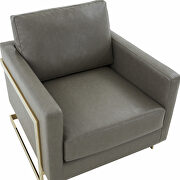 Gray leather accent armchair with gold frame by Leisure Mod additional picture 4
