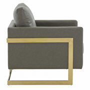 Gray leather accent armchair with gold frame by Leisure Mod additional picture 5