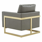 Gray leather accent armchair with gold frame by Leisure Mod additional picture 6