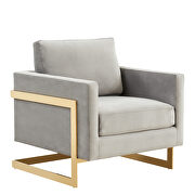 Light gray elegant velvet chair w/ gold metal legs by Leisure Mod additional picture 2
