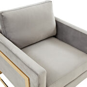 Light gray elegant velvet chair w/ gold metal legs by Leisure Mod additional picture 4