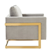 Light gray elegant velvet chair w/ gold metal legs by Leisure Mod additional picture 5