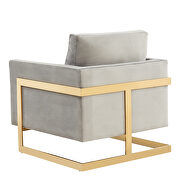 Light gray elegant velvet chair w/ gold metal legs by Leisure Mod additional picture 6