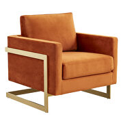 Orange marmalade elegant velvet chair w/ gold metal legs by Leisure Mod additional picture 2