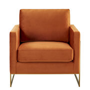 Orange marmalade elegant velvet chair w/ gold metal legs by Leisure Mod additional picture 3