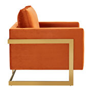 Orange marmalade elegant velvet chair w/ gold metal legs by Leisure Mod additional picture 5