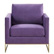 Purple elegant velvet chair w/ gold metal legs by Leisure Mod additional picture 3