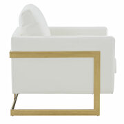 White leather accent armchair with gold frame by Leisure Mod additional picture 5