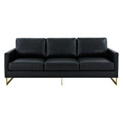 Modern mid-century upholstered black leather sofa with gold frame by Leisure Mod additional picture 3